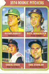1974 Topps Baseball Cards      602     Glenn Abbott/Rick Henninger/Craig Swan/Dan Vossler RC
